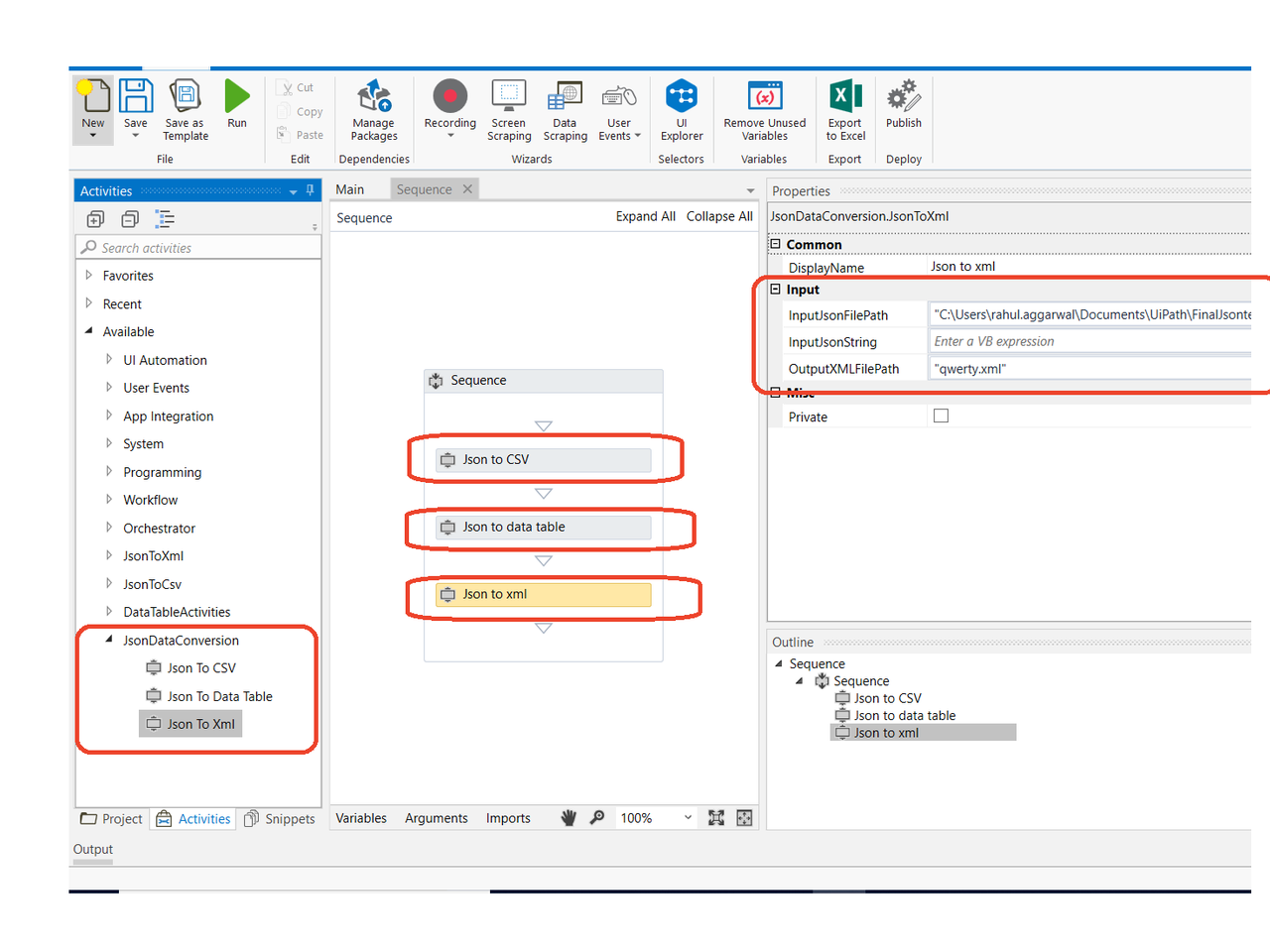 JSON / JArray Conversion Activities RPA コンポーネント UiPath Connect